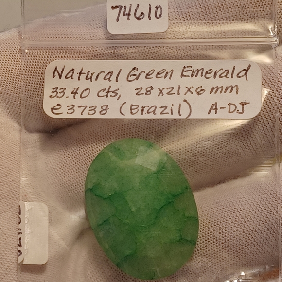 Natural Emerald Untreated Loose Gemstone ( Brazil) 33.40Ct Oval Cut Faceted Gem - Picture 6 of 6
